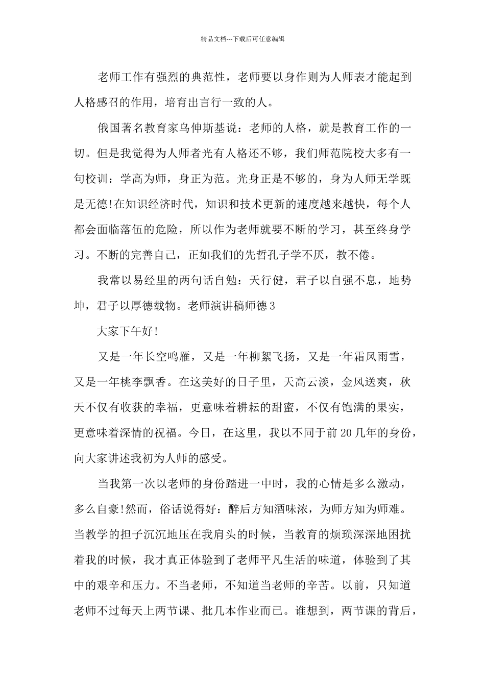 教师演讲稿师德2024新版_第3页