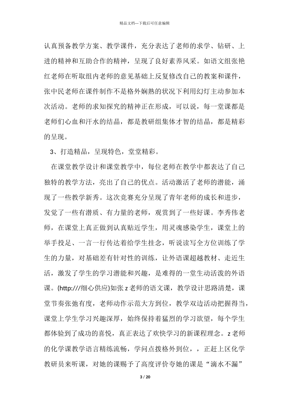 教师的活动总结模板合集九篇_第3页