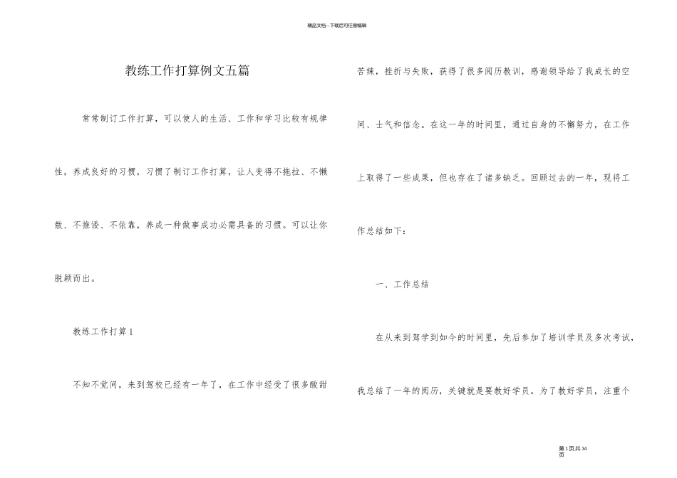 教练工作计划例文五篇_第1页