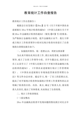 教育统计工作自查报告