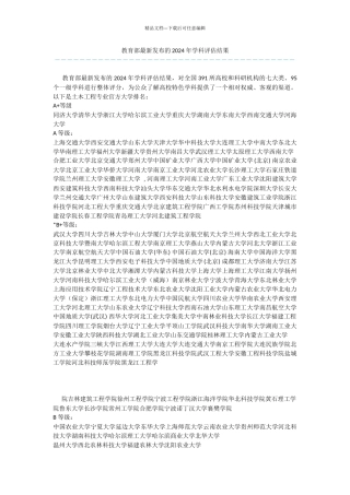 教育部最新发布的2024年学科评估结果