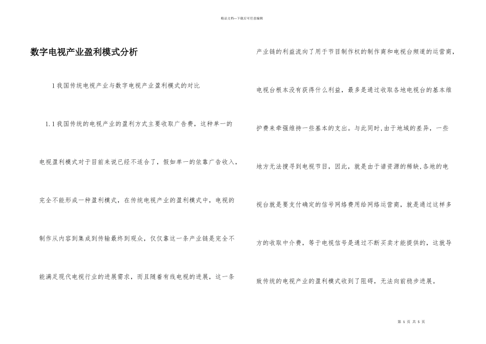 数字电视产业盈利模式分析_第1页