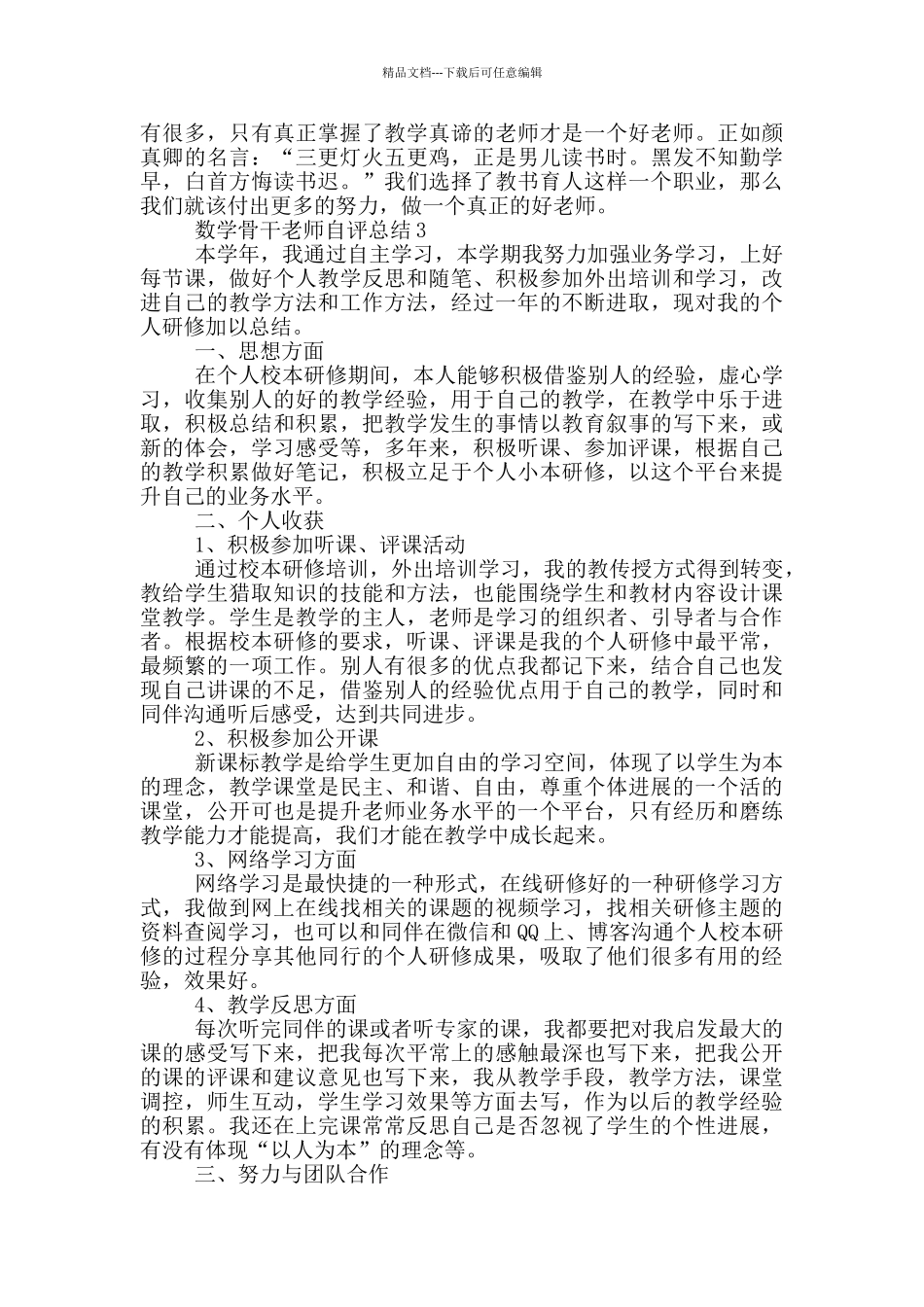 数学骨干教师自评总结_第3页