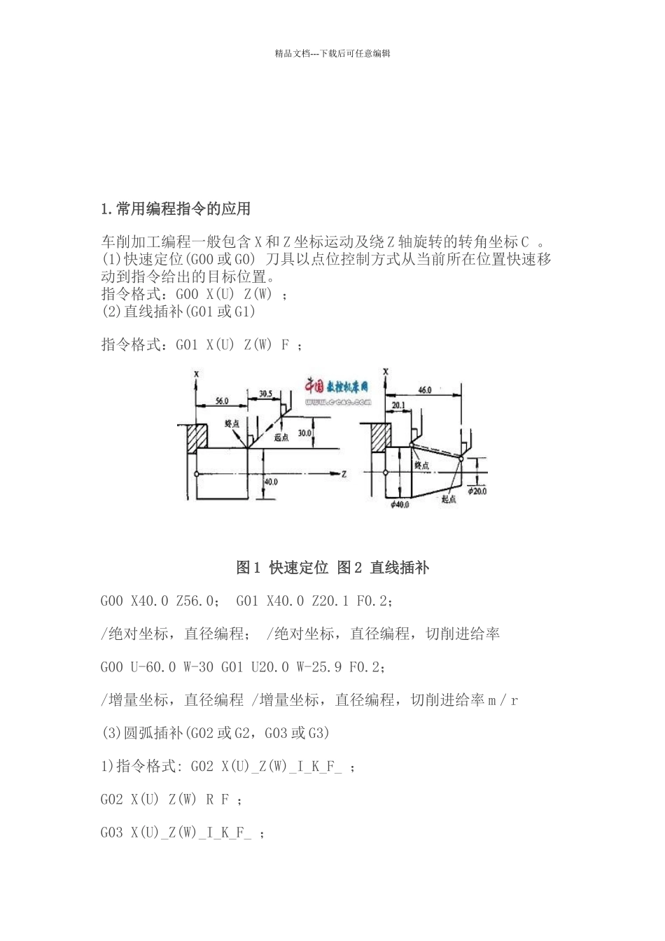 数控车床常用编程指令的应用_第1页