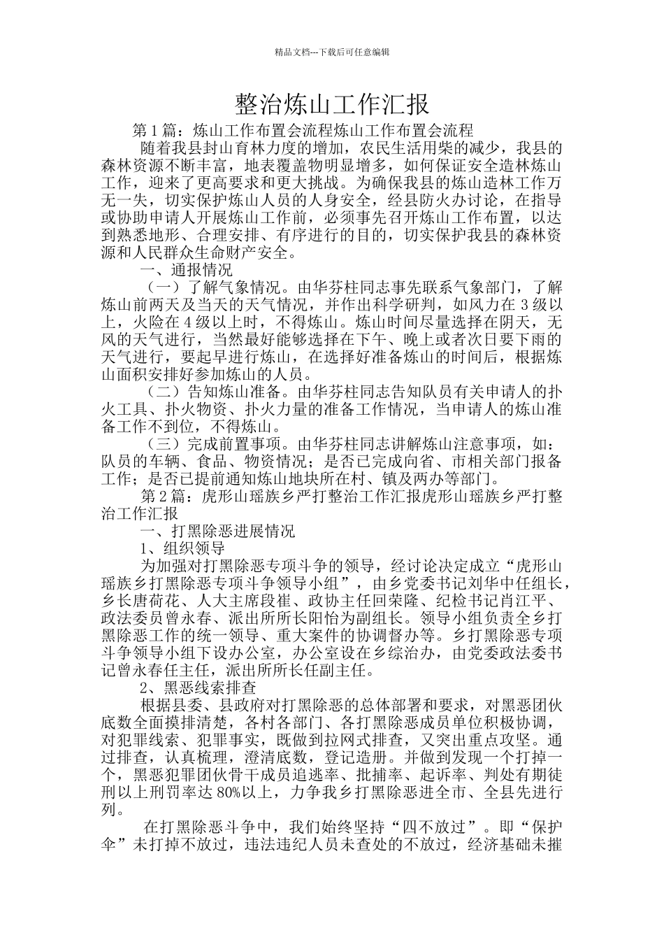 整治炼山工作汇报_第1页