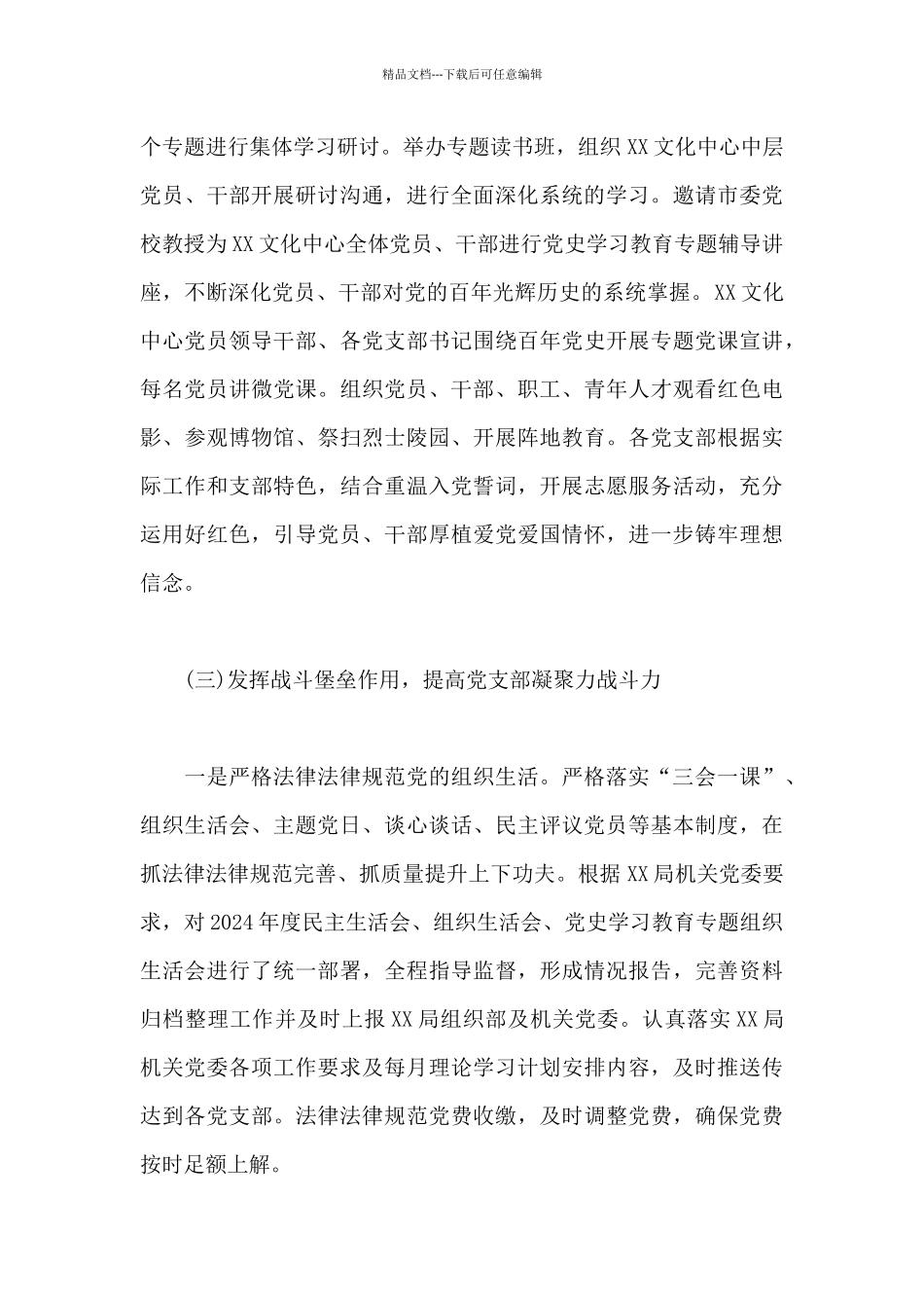 文化中心委员会2024年党建工作述职报告_第3页