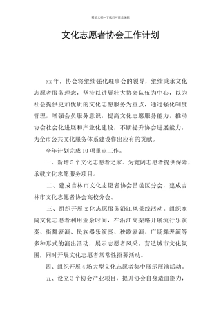 文化志愿者协会工作计划