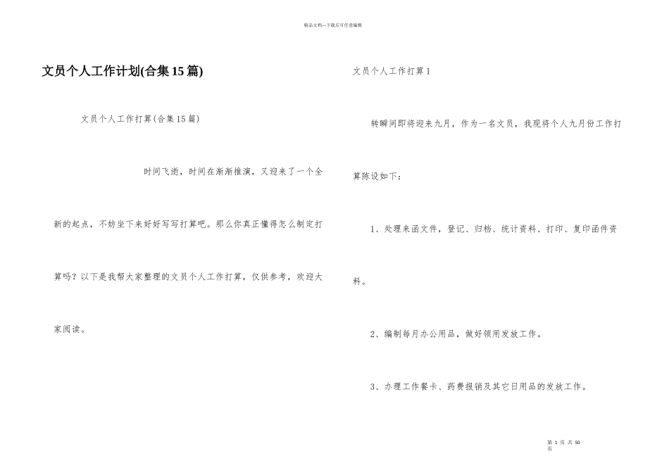 文员个人工作计划_第1页