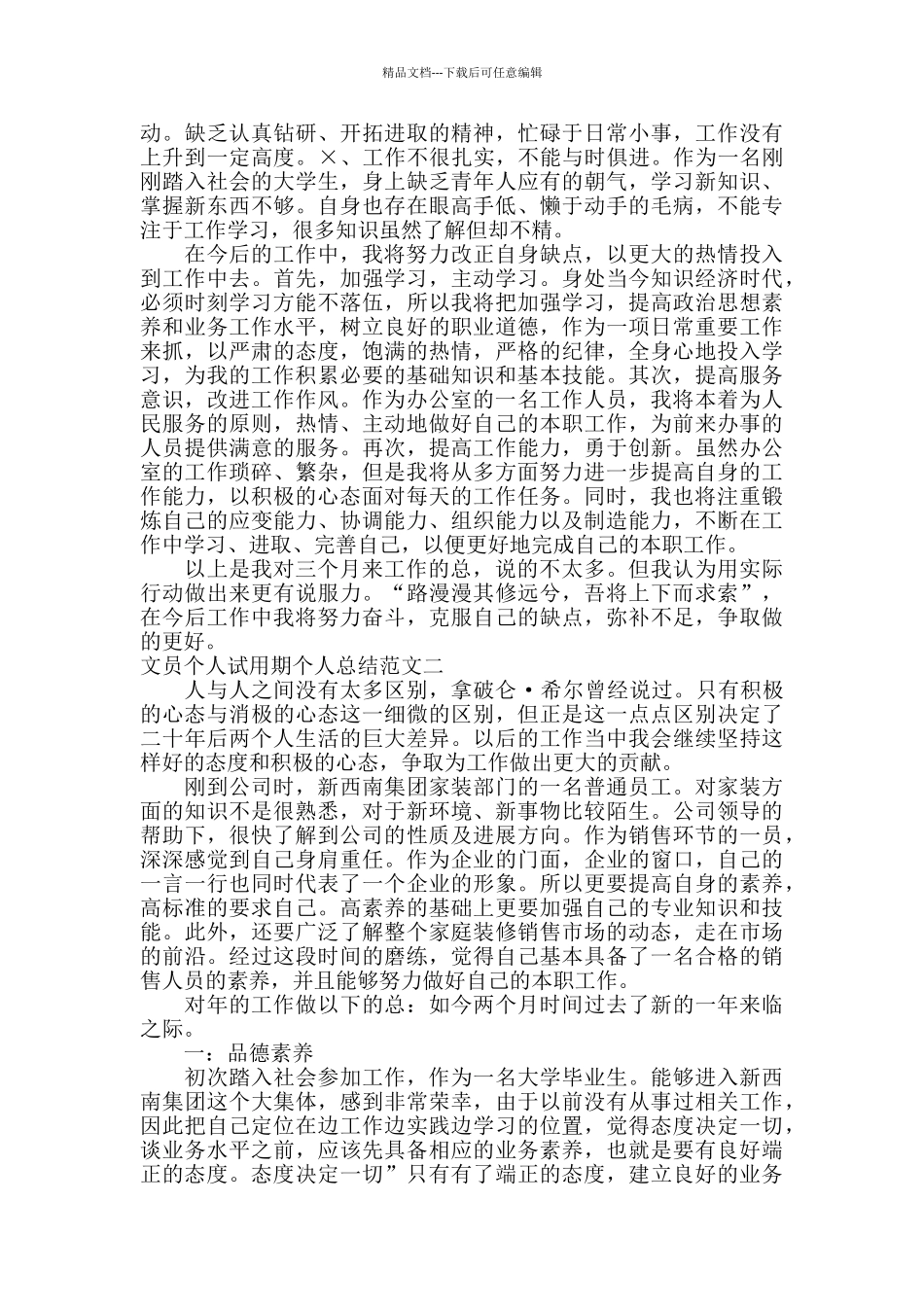 文员个人试用期个人总结_第2页