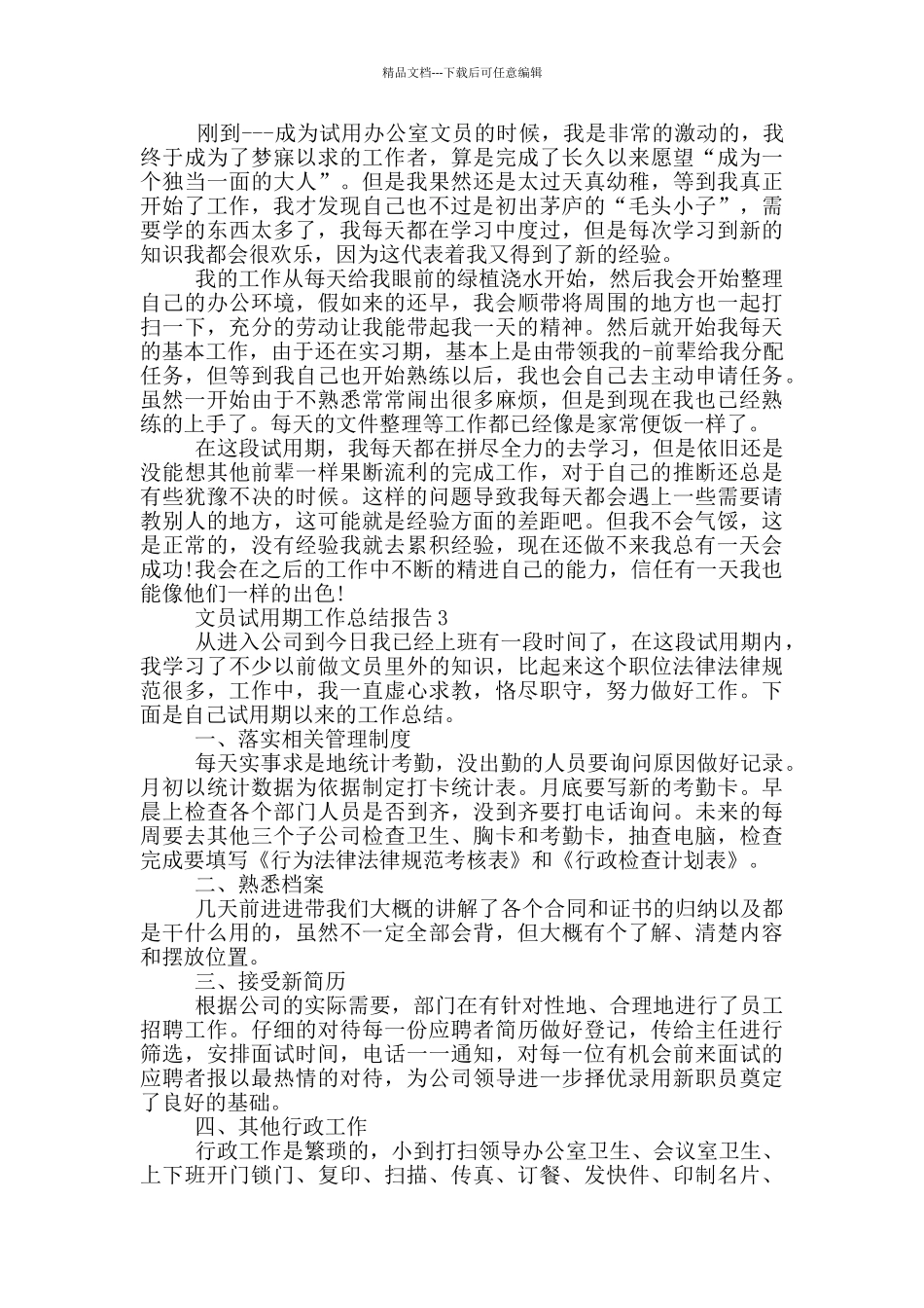 文员试用期工作总结报告_第2页