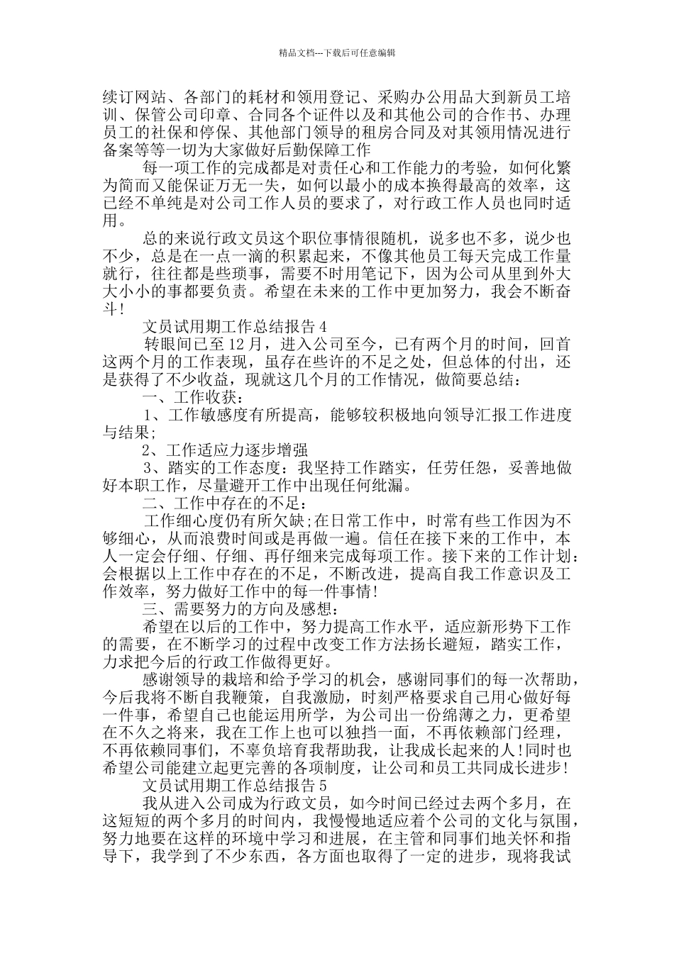 文员试用期工作总结报告_第3页
