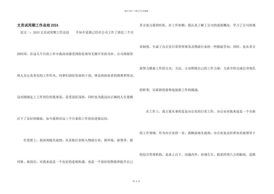 文员试用期工作总结2024_第1页