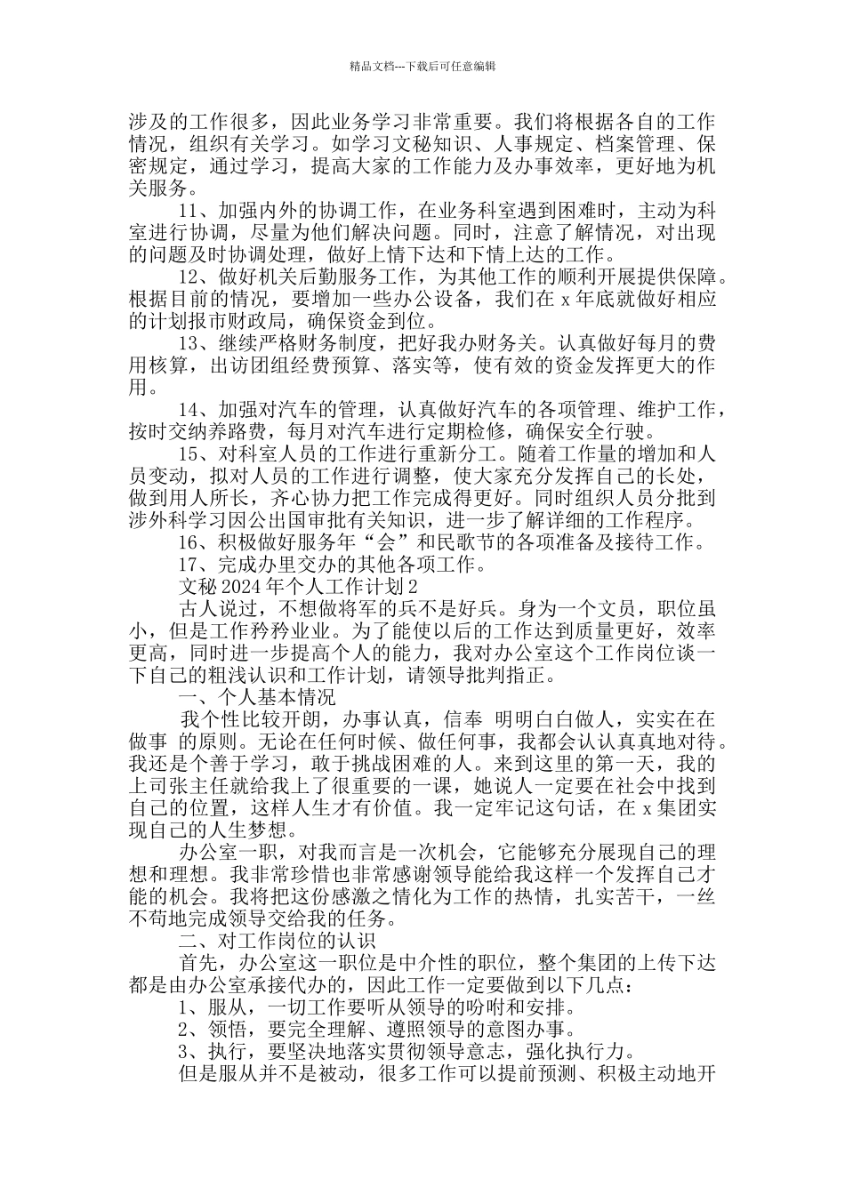 文秘2024年个人工作计划范文_第2页