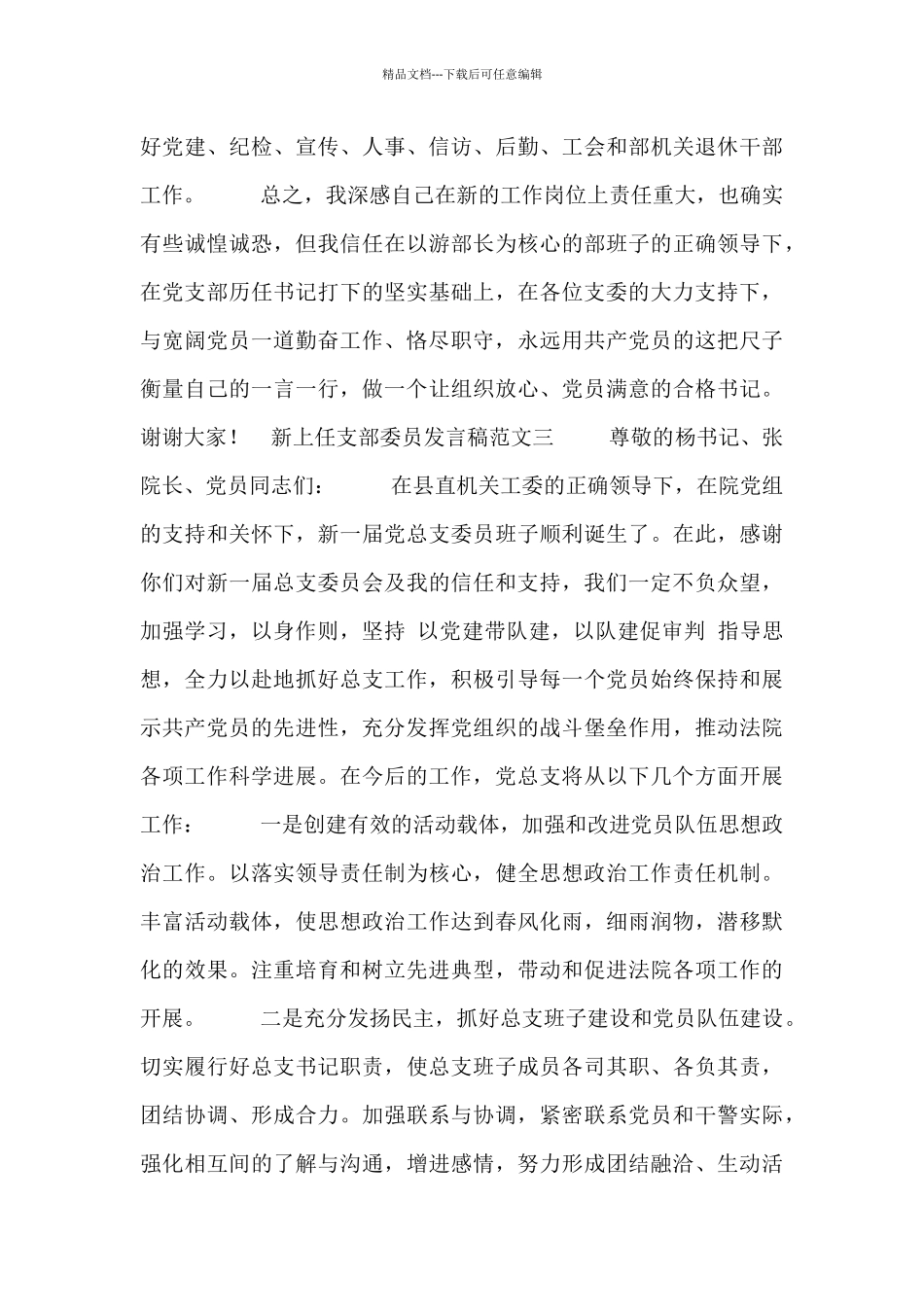 新上任支部委员发言稿范文三篇_第3页