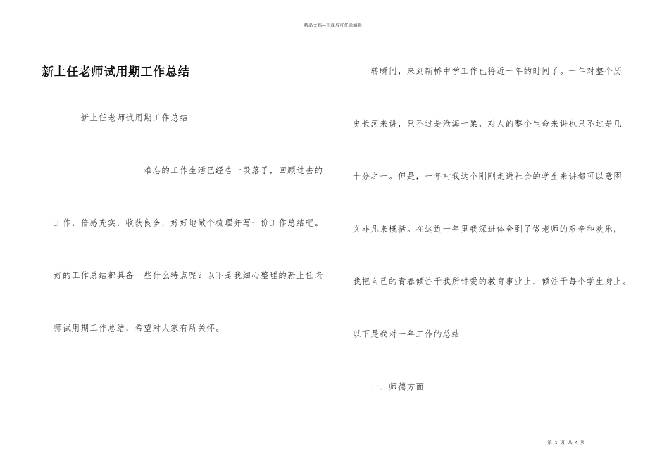 新上任教师试用期工作总结_第1页