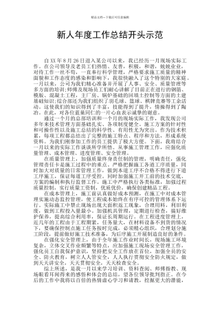 新人年度工作总结开头示范