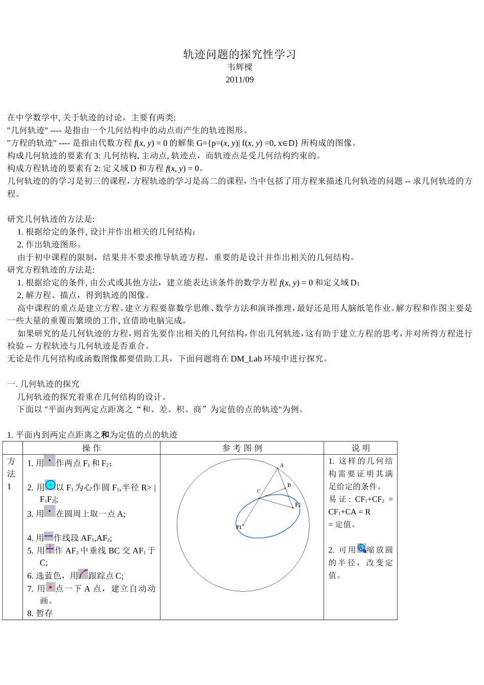 在中学数学中--关於轨迹的讨论-主要有两类_第1页