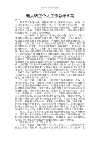 新人转正个人工作总结5篇