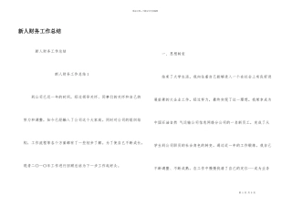 新人财务工作总结