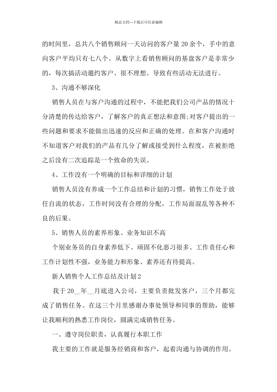 新人销售个人工作总结及计划5篇_第2页