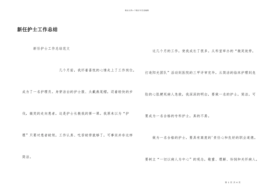 新任护士工作总结_第1页