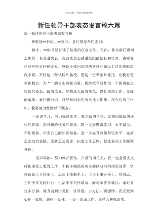新任领导干部表态发言稿六篇
