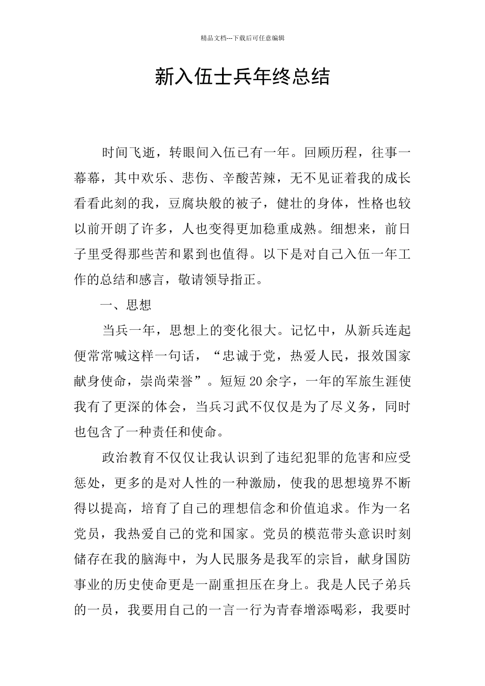 新入伍士兵年终总结_第1页