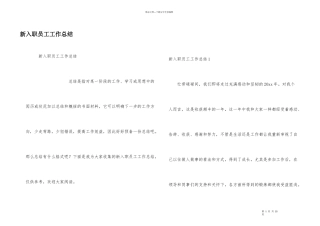 新入职员工工作总结