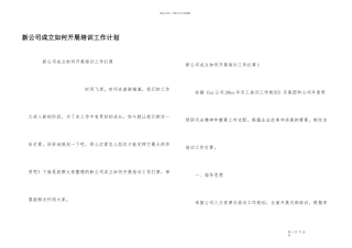 新公司成立如何开展培训工作计划