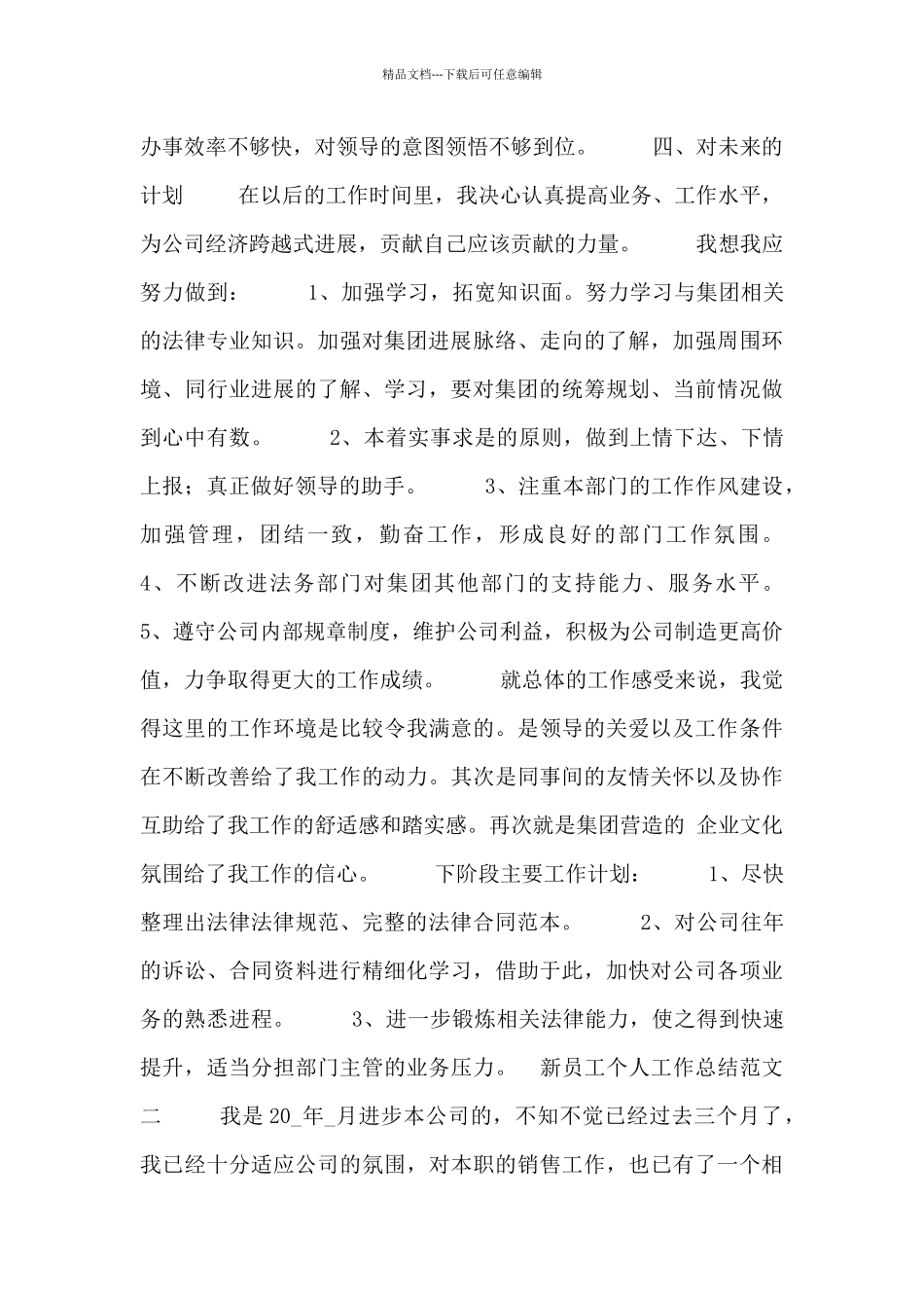 新员工个人工作总结范文合集_第2页