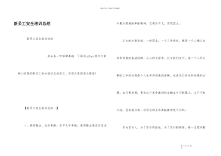 新员工安全培训总结