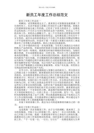 新员工年度工作总结范文