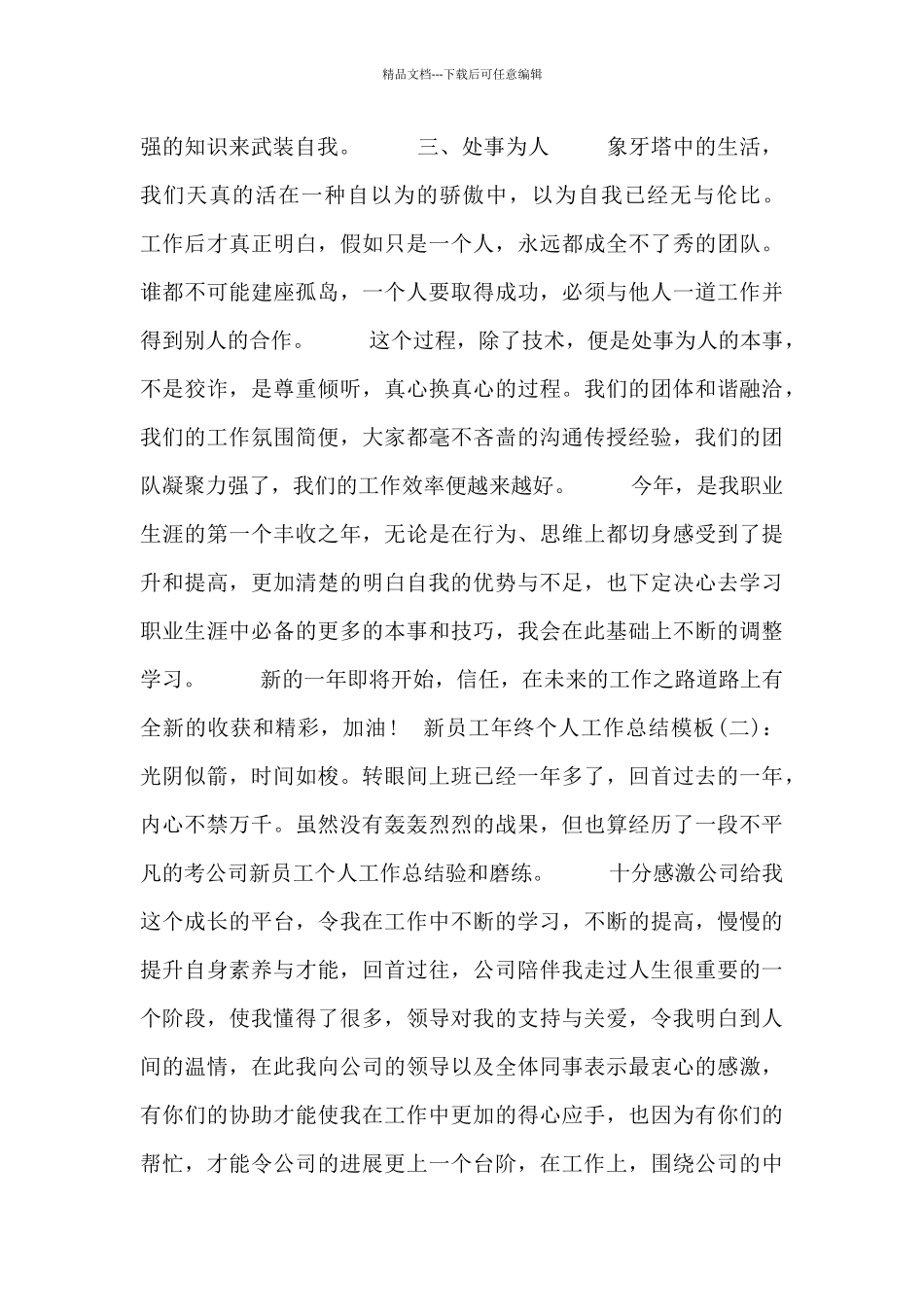 新员工年终个人工作总结模板_第2页