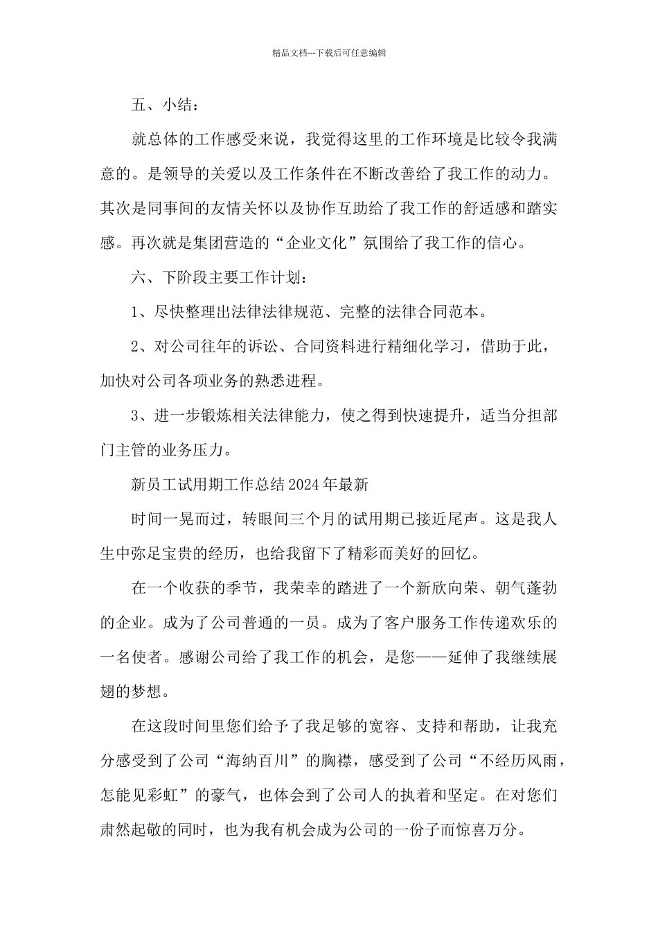 新员工试用期工作总结2024年最新_第3页