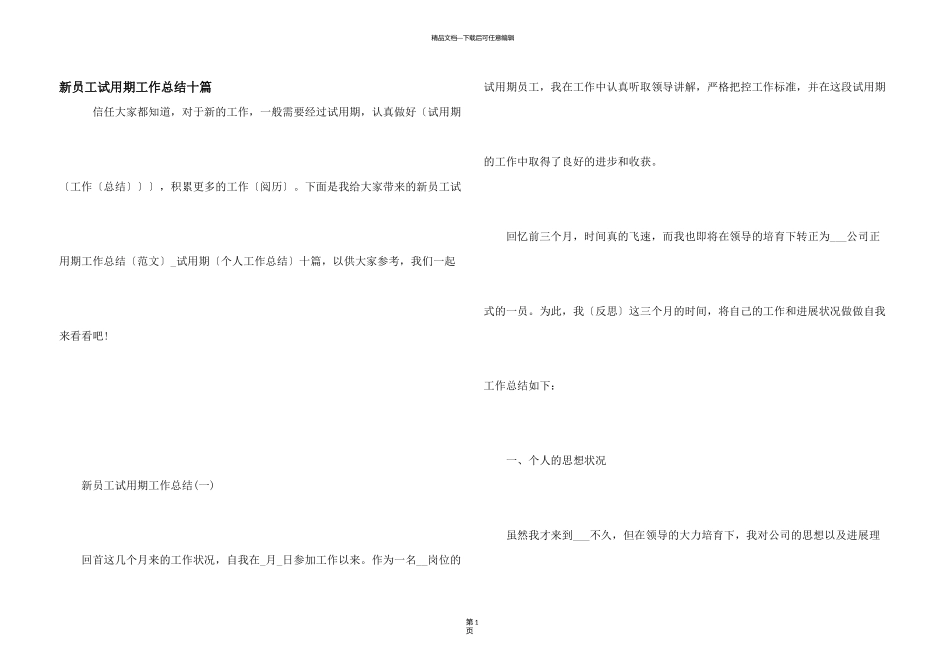 新员工试用期工作总结十篇_第1页