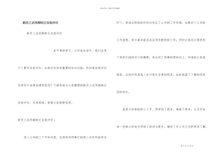 新员工试用期转正自我评价