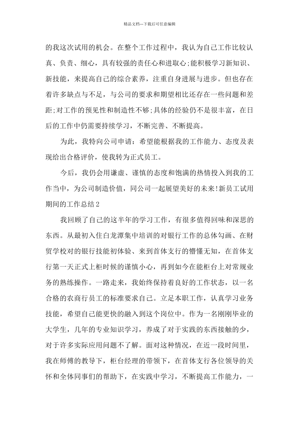 新员工试用期间的工作总结多篇_第2页