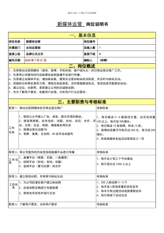 新媒体运营岗位职责说明书