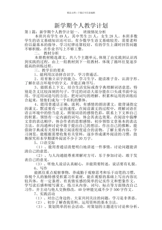 新学期个人教学计划