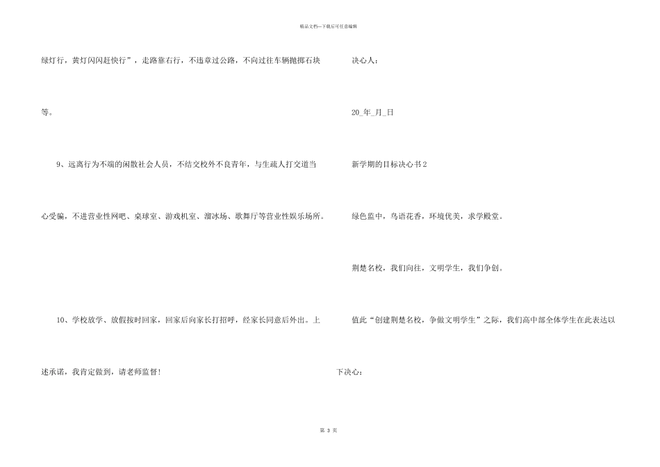 新学期的目标决心书_第3页