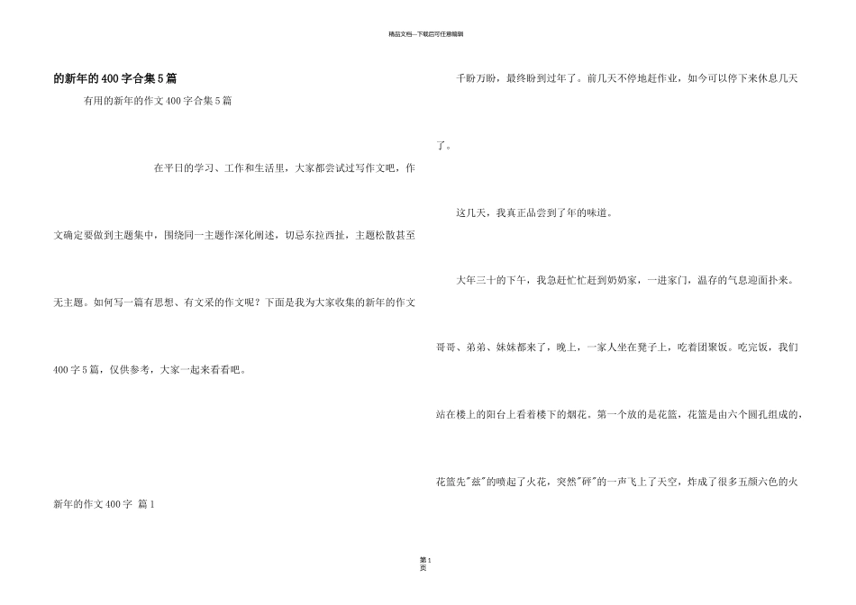 新年400字合集5篇_第1页