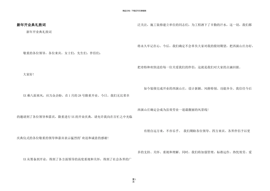 新年开业典礼致词_第1页