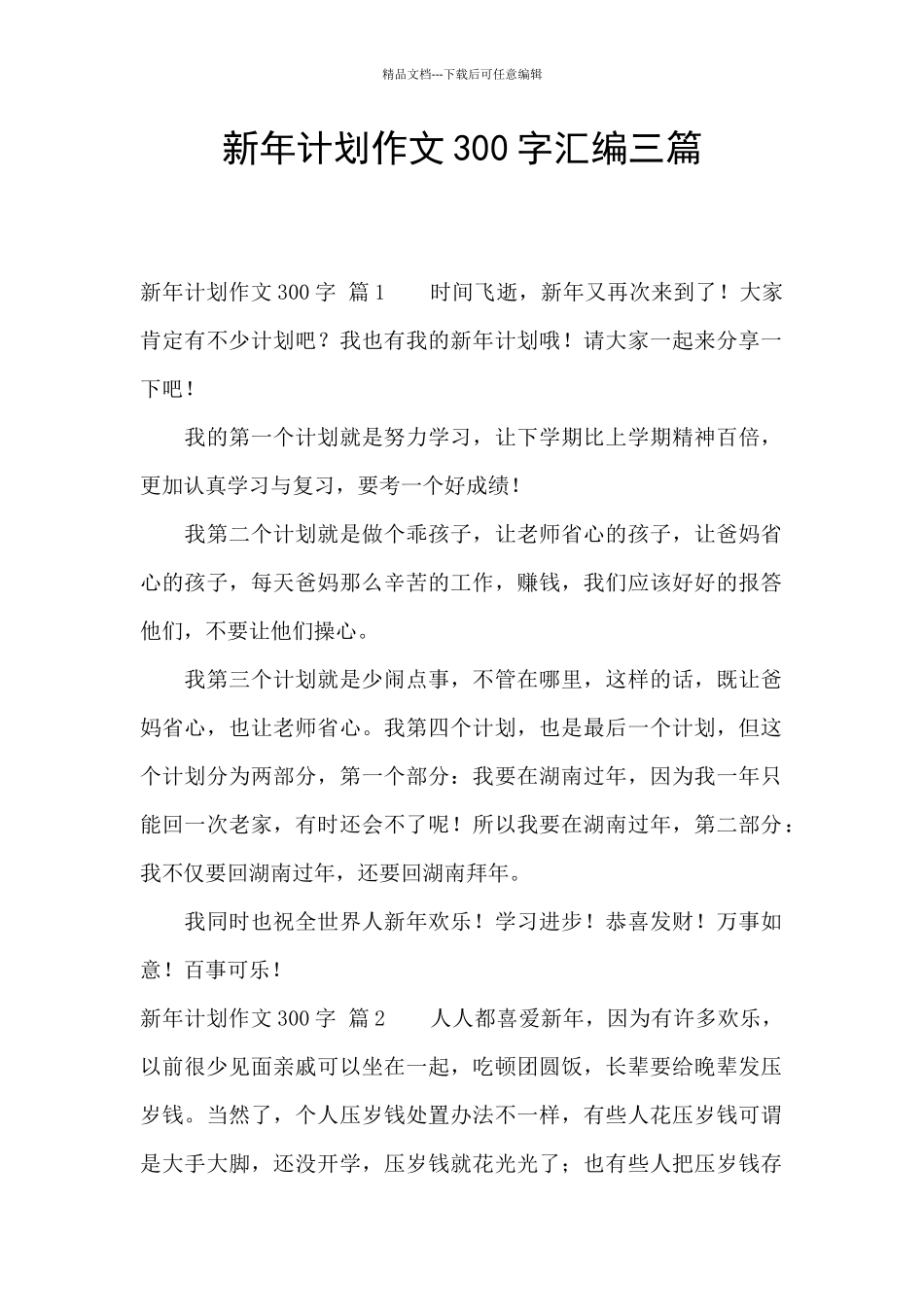 新年计划作文300字汇编三篇_第1页