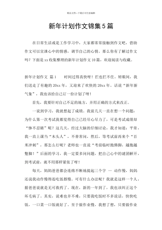 新年计划作文锦集5篇