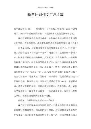 新年计划作文汇总4篇