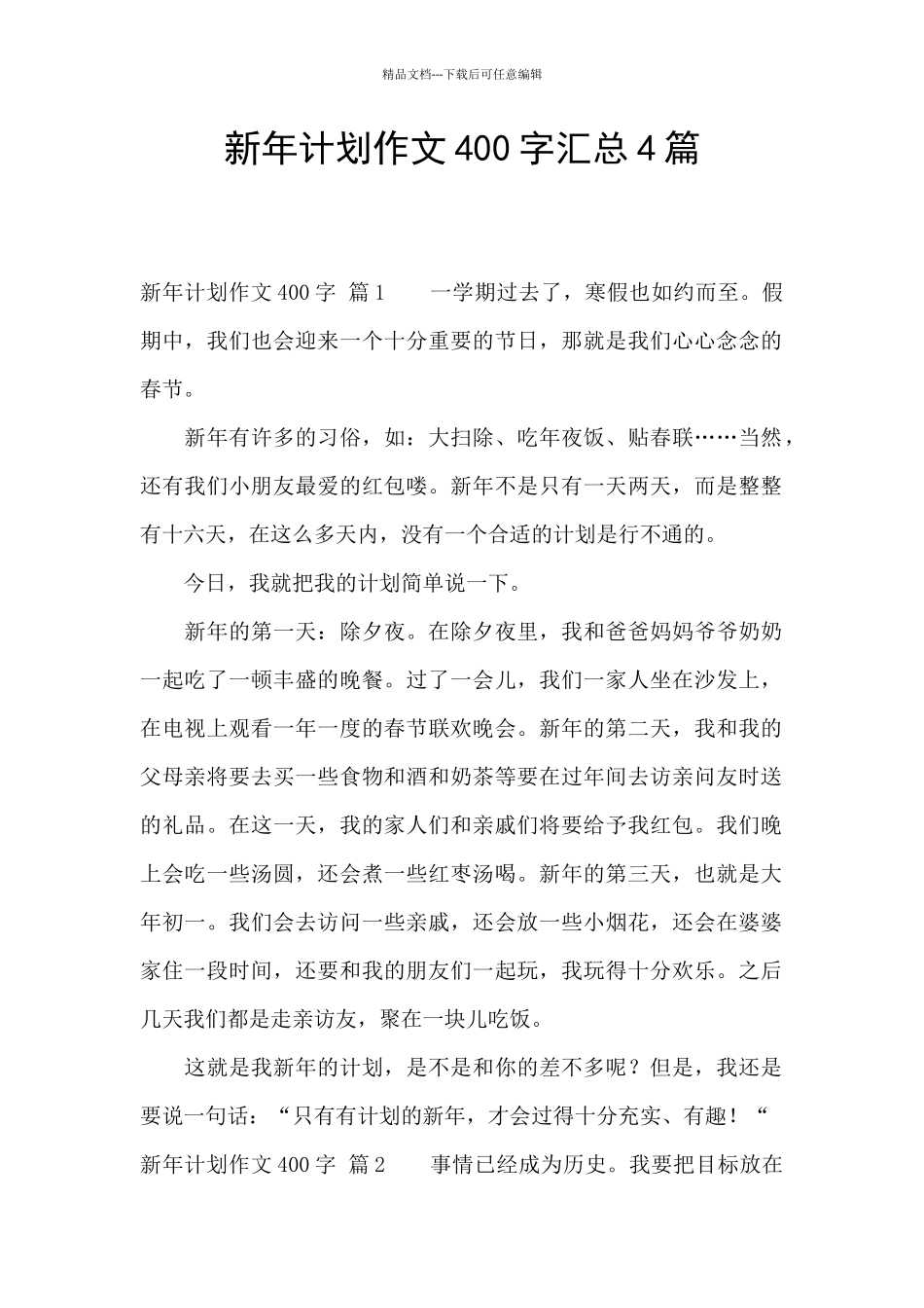 新年计划作文400字汇总4篇_第1页