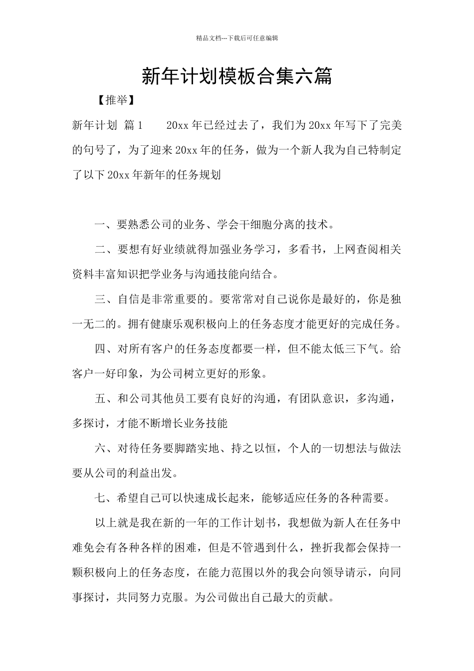 新年计划模板合集六篇_第1页