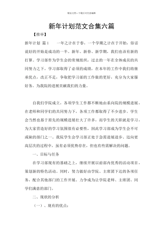 新年计划范文合集六篇