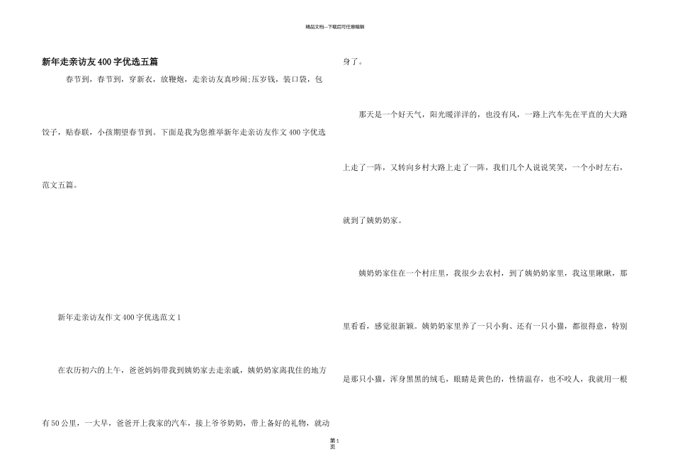新年走亲访友400字优选五篇_第1页