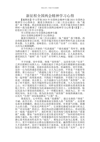 新征程全国两会精神学习心得